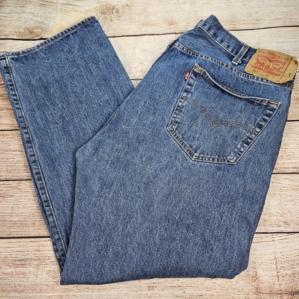 LEVIS 501 XX Jeans Mens 44x32 Button Fly Straight Denim Blue Med Wash